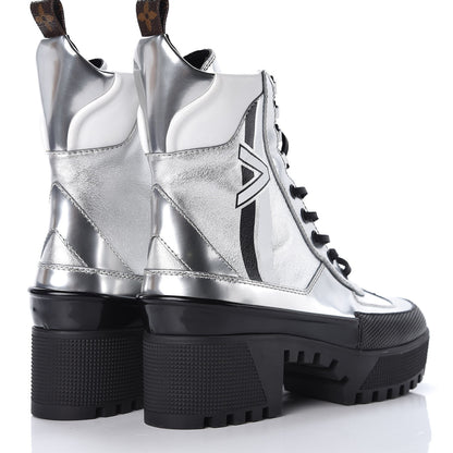 Louis Vuitton Patent Calfskin Spaceship Laureate Platform Desert Boots 36 Silver 4 of 7