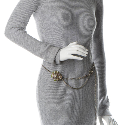 Chanel Crystal Enamel Pearl Flower CC Belt Silver 2 of 7