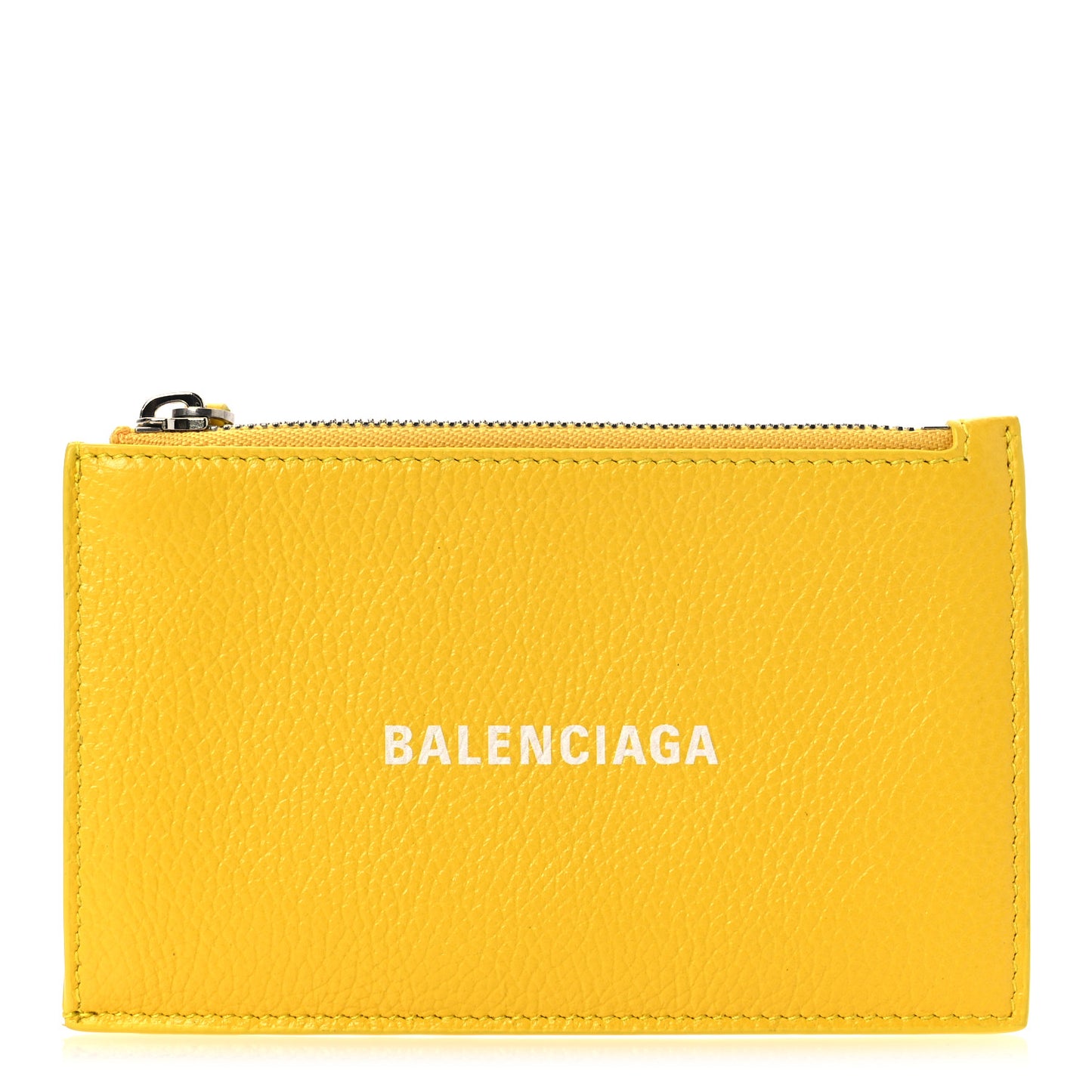 Grained Calfskin Logo Large Cash Long Coin Card Holder Yellow White