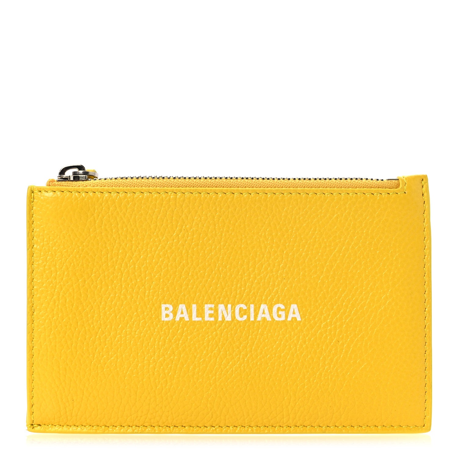 Balenciaga Grained Calfskin Logo Large Cash Long Coin Card Holder Yellow White 1 of 11