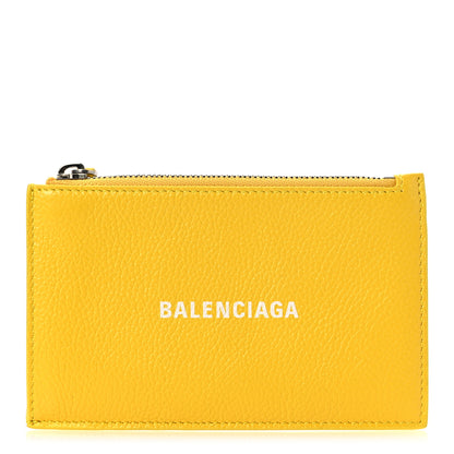 Balenciaga Grained Calfskin Logo Large Cash Long Coin Card Holder Yellow White 1 of 11