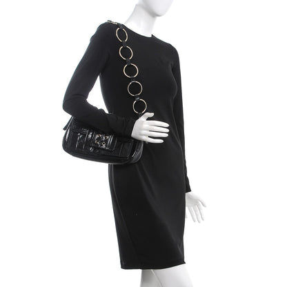 Saint Laurent Textured Patent Corset Chain Shoulder Bag Black 2 of 7