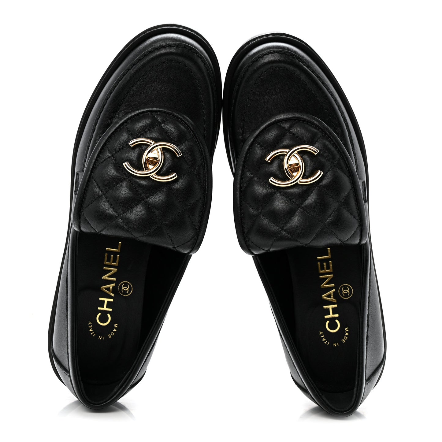 Lambskin Quilted CC Turnlock Loafers 36 Black