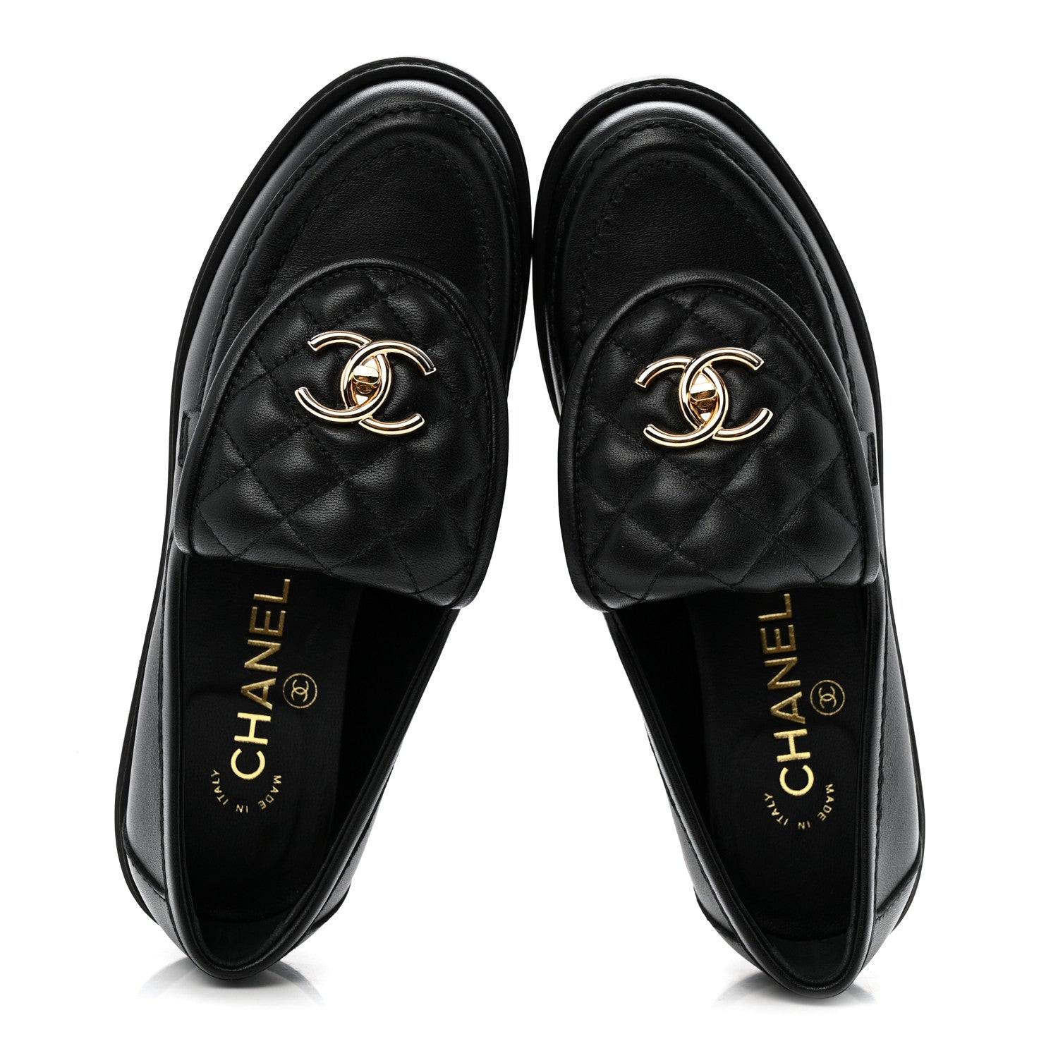 Chanel Lambskin Quilted CC Turnlock Loafers 36 Black 5 of 12