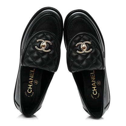 Chanel Lambskin Quilted CC Turnlock Loafers 36 Black 5 of 12