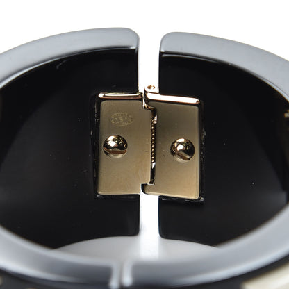 Chanel Resin CC Cuff Golden Black White 4 of 5