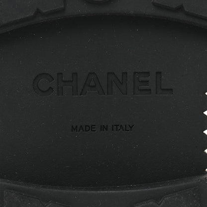 Chanel Calfskin Grosgrain Quilted Lace Up Boots 36.5 Black Grey 7 of 8