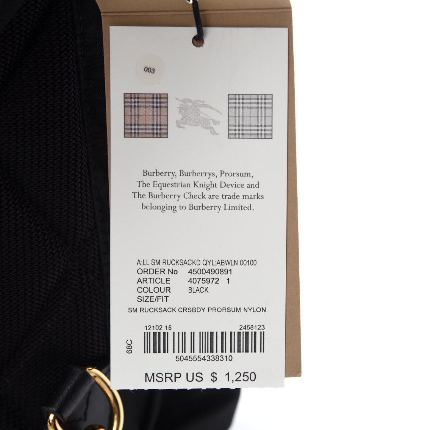 Nylon Small Rucksack Backpack Black
