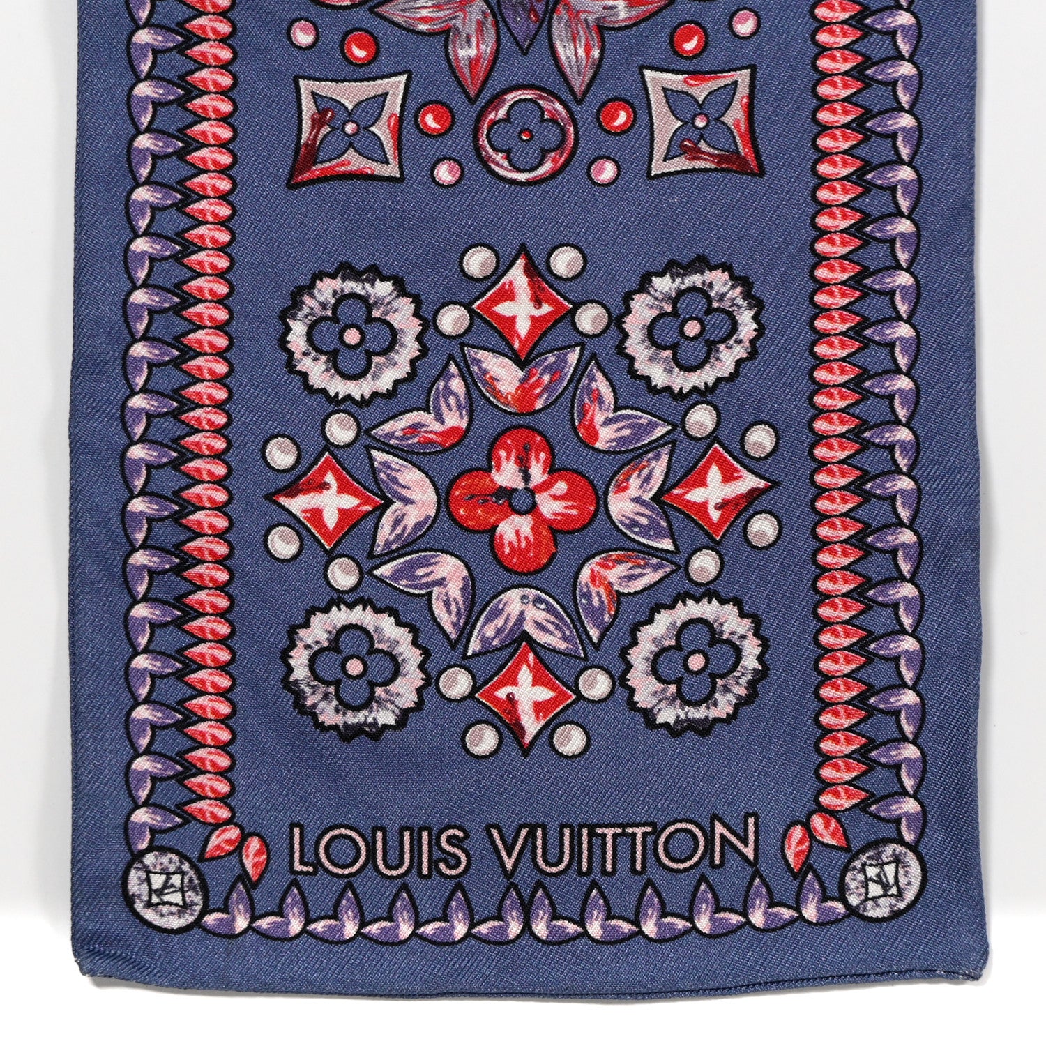 Louis Vuitton Silk Monogram Giant Lvrtual Flowers Bandeau Denim 2 of 3