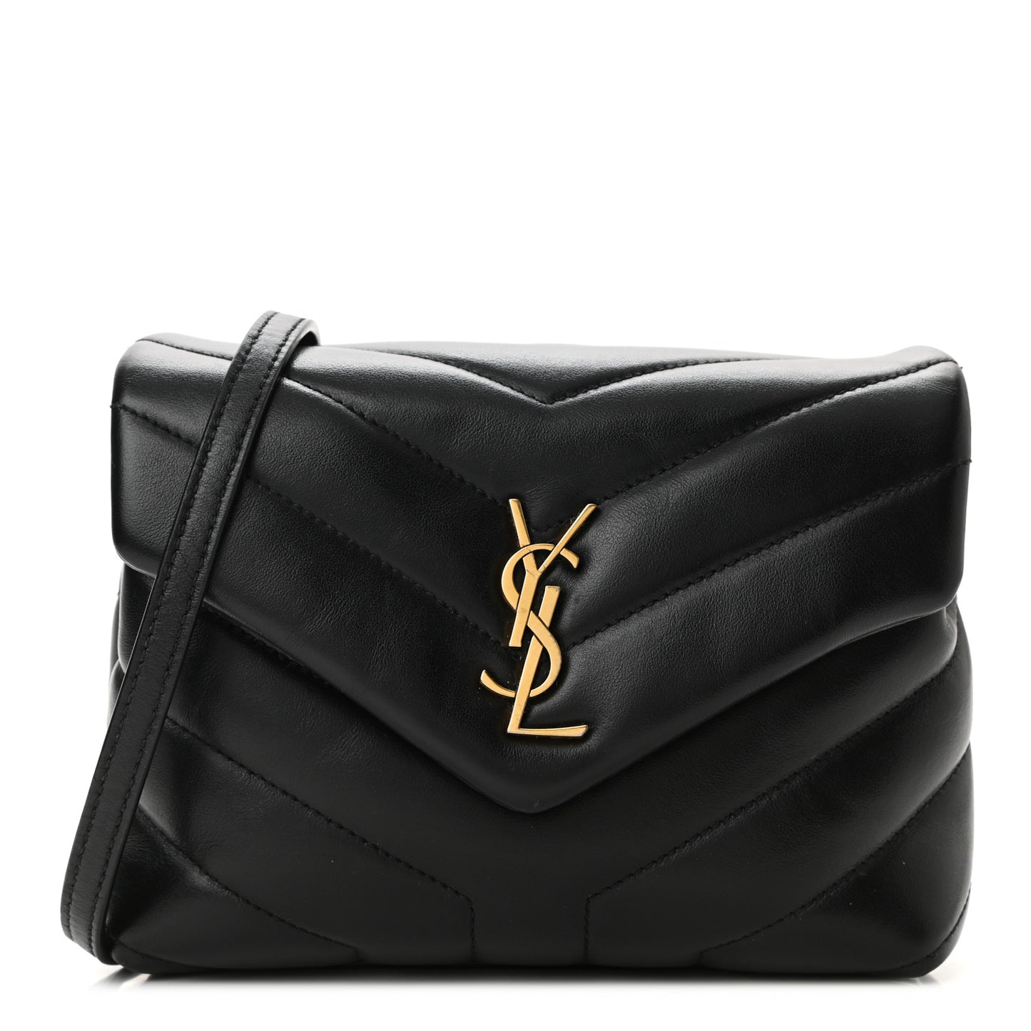 Calfskin Y Quilted Monogram Toy Loulou Crossbody Bag Black