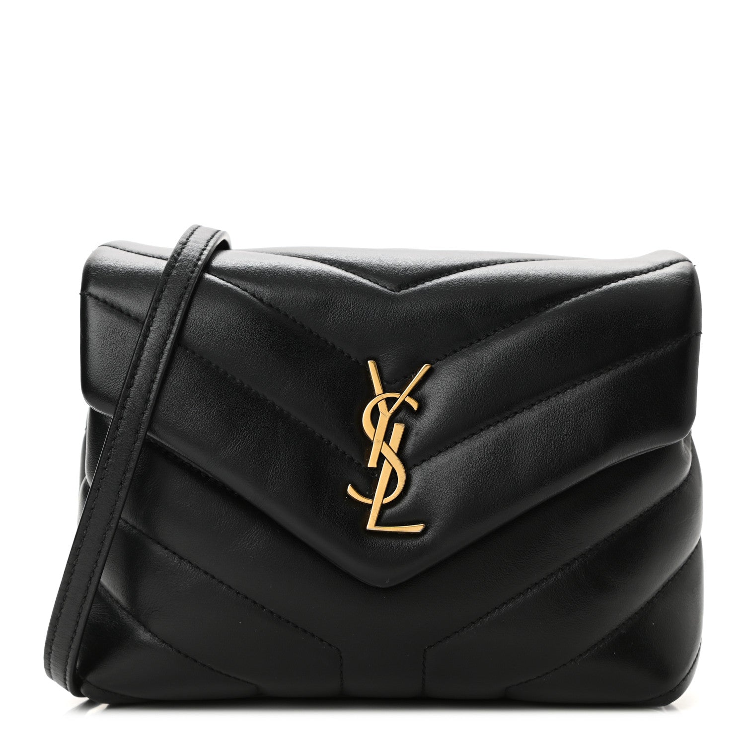 Saint Laurent Calfskin Y Quilted Monogram Toy Loulou Crossbody Bag Black 1 of 11