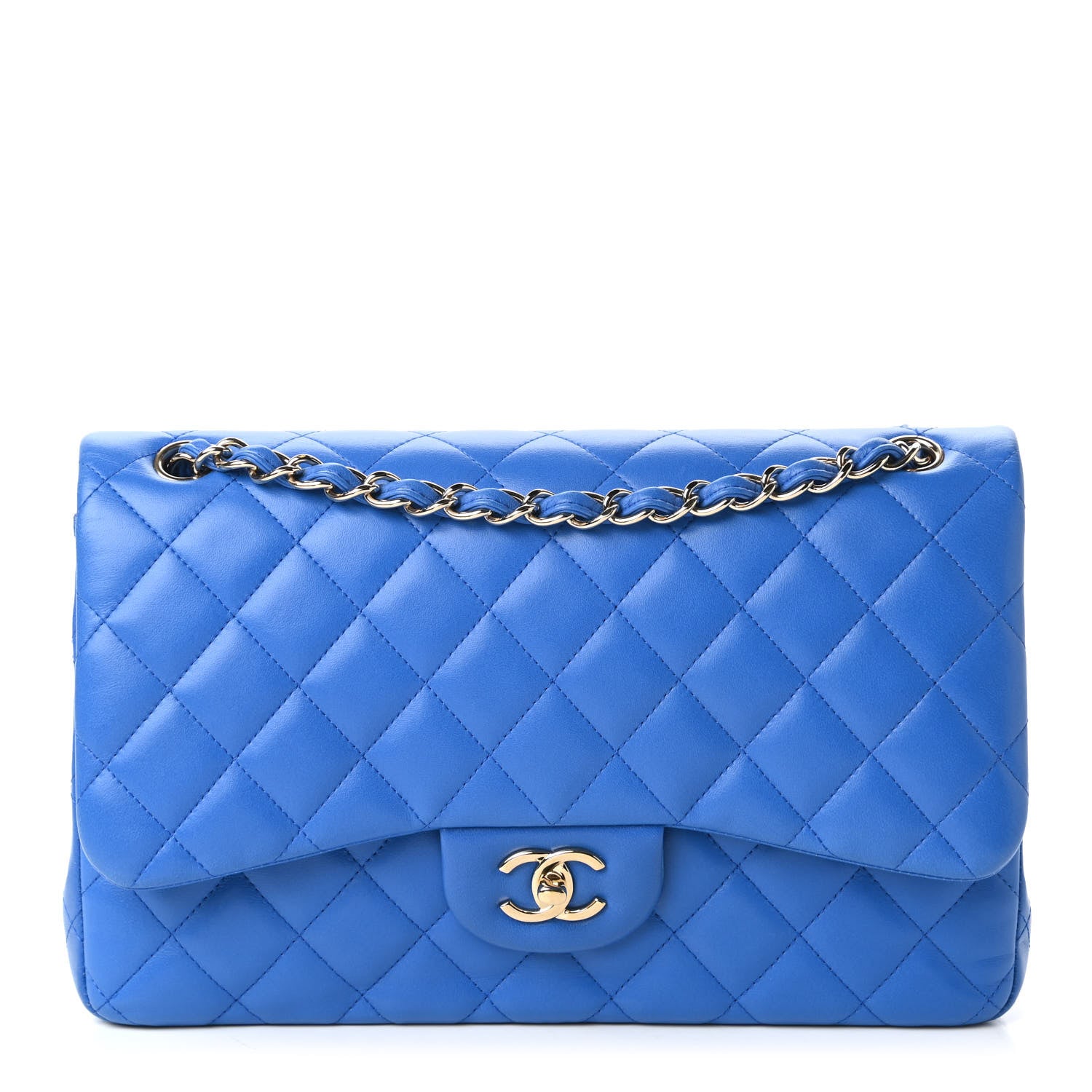 Chanel Lambskin Quilted Jumbo Double Flap Blue 1 of 10