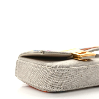 Fendi Kuban Canvas FF Embroidered Nano Baguette Charm Grezzo Multicolor 7 of 9
