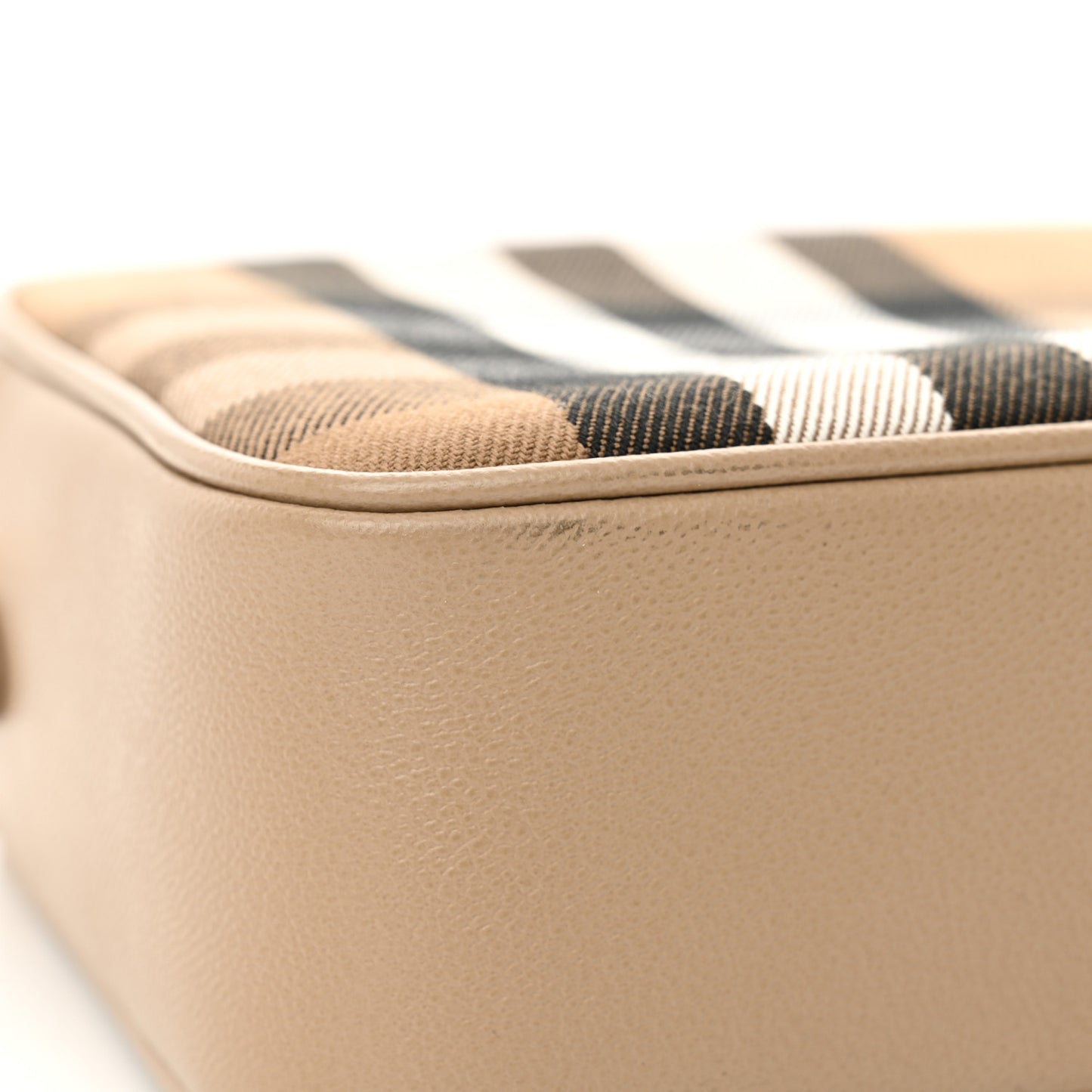 Calfskin House Check Small Camera Bag Chestnut Beige
