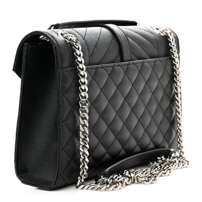 Saint Laurent Grain De Poudre Textured Mixed Matelasse Triquilt Medium Monogram Satchel Black 3 of 9