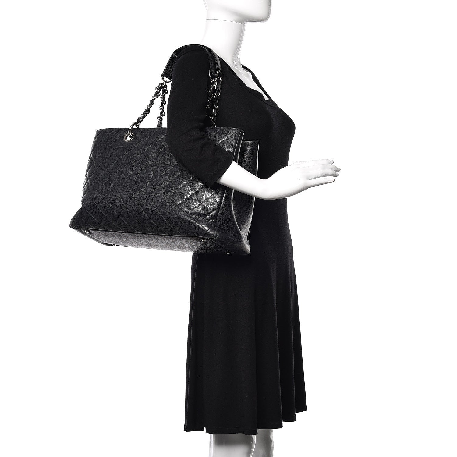 Chanel Caviar Quilted XL Grand Shopping Tote GST Black 2 of 14