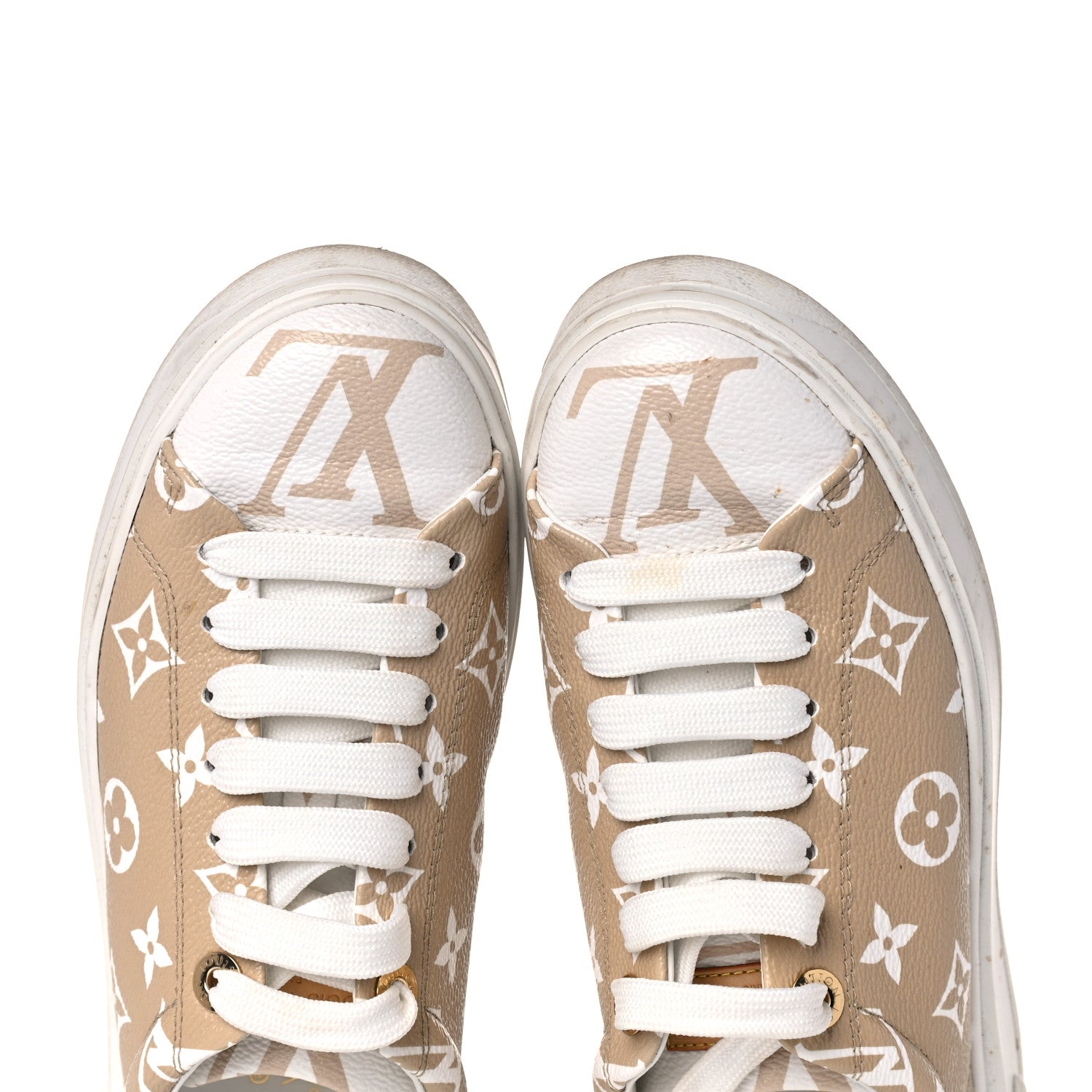 Louis Vuitton Monogram Giant Time Out Sneakers 36 Kaki White Beige 19 of 19