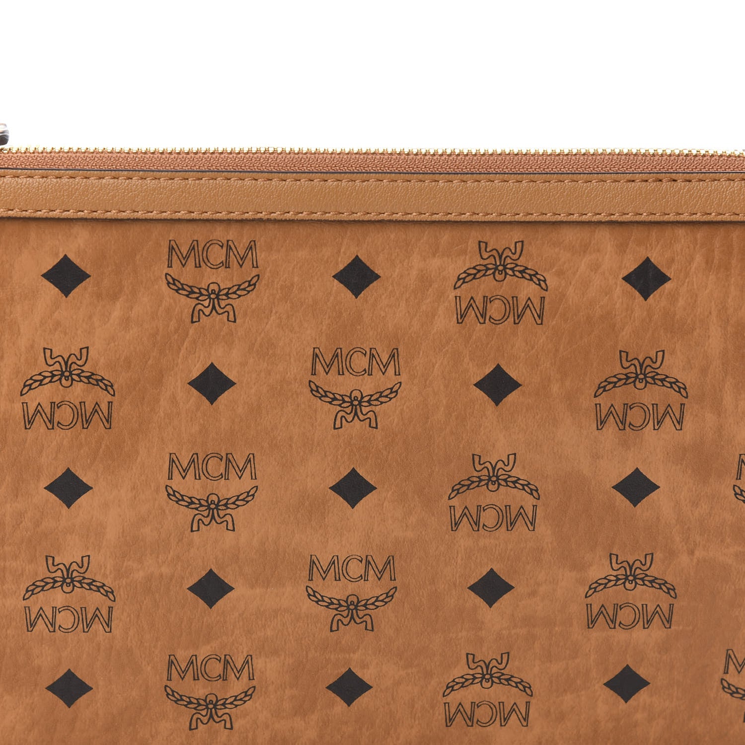 MCM Visetos Liz Shopper Tote Pouch Cognac 9 of 9