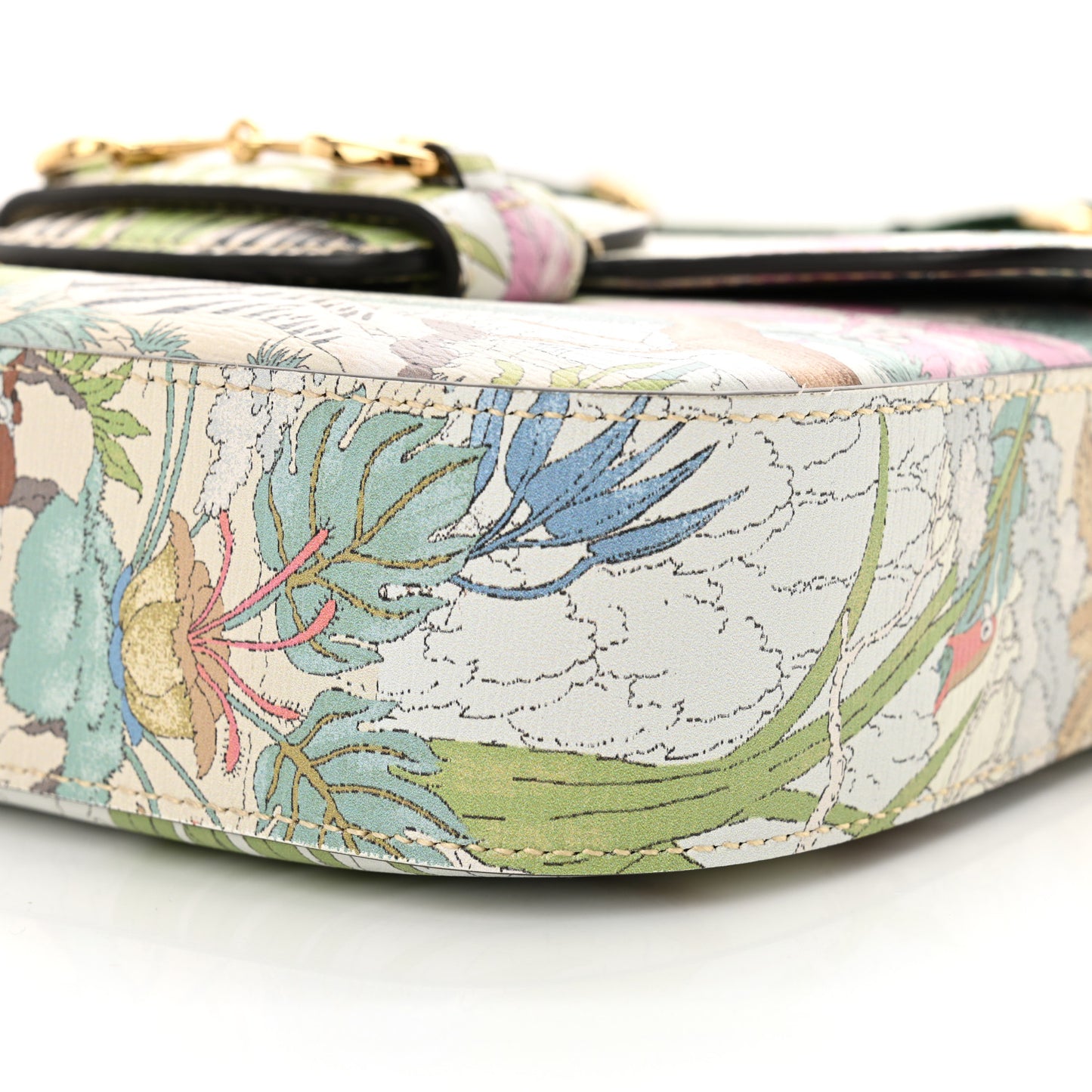 New Shangai Calfskin Tiger Savanah Web Mini Horsebit 1955 Shoulder Bag Chalky White Multicolor
