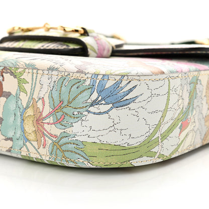 Gucci New Shangai Calfskin Tiger Savanah Web Mini Horsebit 1955 Shoulder Bag Chalky White Multicolor 10 of 12