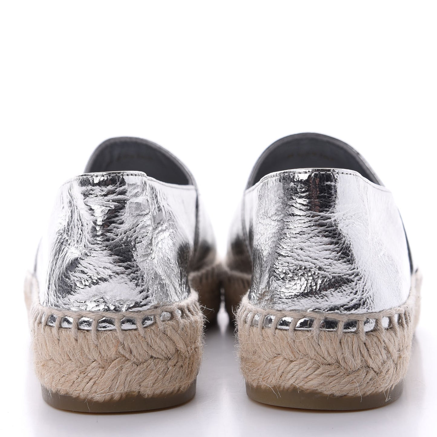 Laminated Goatskin CC Espadrilles 35 Silver