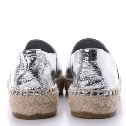 Chanel Laminated Goatskin CC Espadrilles 35 Silver 7 of 11