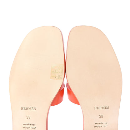 Hermes Calfskin Oran Sandals 38 Coquelicot 6 of 9