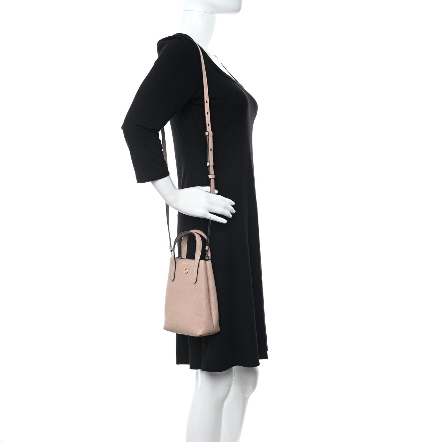 Salvatore Ferragamo Tumbled Calfskin Gancini Mini Bag Amaretti 2 of 8