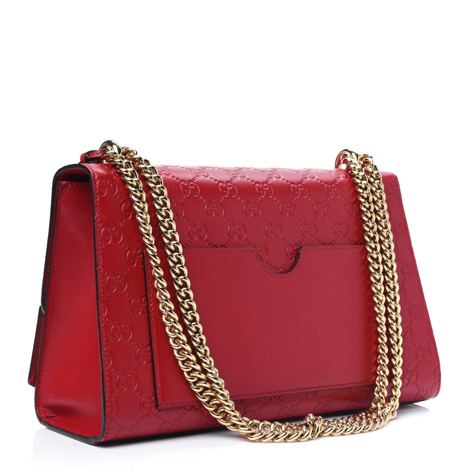 Gucci Guccissima Medium Padlock Shoulder Bag Hibiscus Red 3 of 16