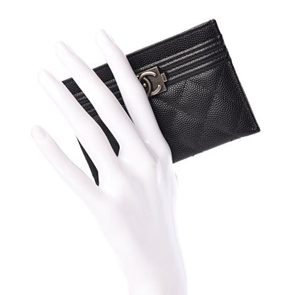 Chanel Caviar Quilted Boy Card Holder Black 2 of 9