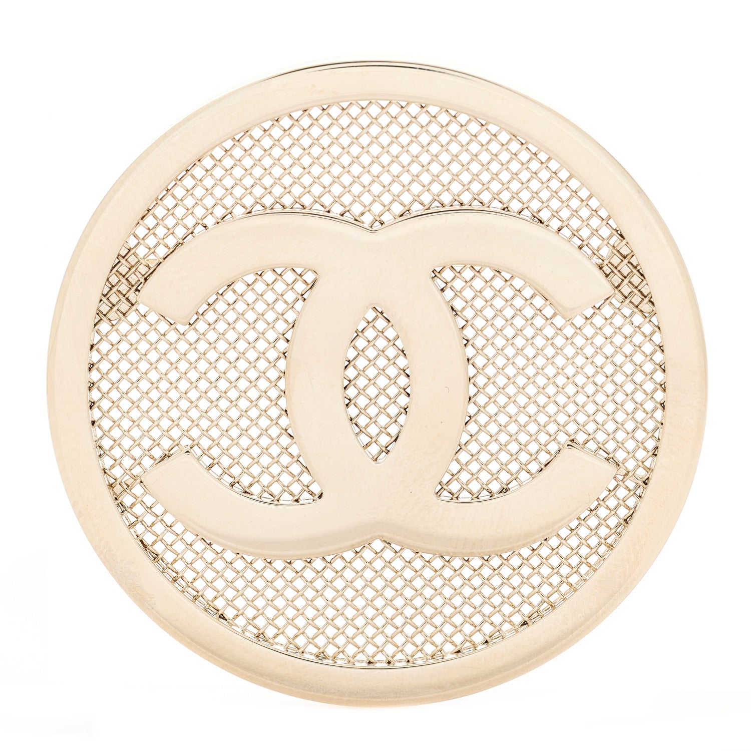 Chanel Mesh Circle CC Brooch Gold 1 of 3