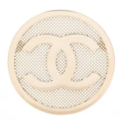 Chanel Mesh Circle CC Brooch Gold 1 of 3
