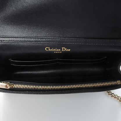 Christian Dior Grained Calfskin Diorama Wallet on Chain Pouch Black 5 of 7
