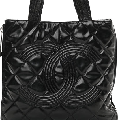 Chanel Patent Quilted Expandable CC Shoping Tote Black 8 of 16