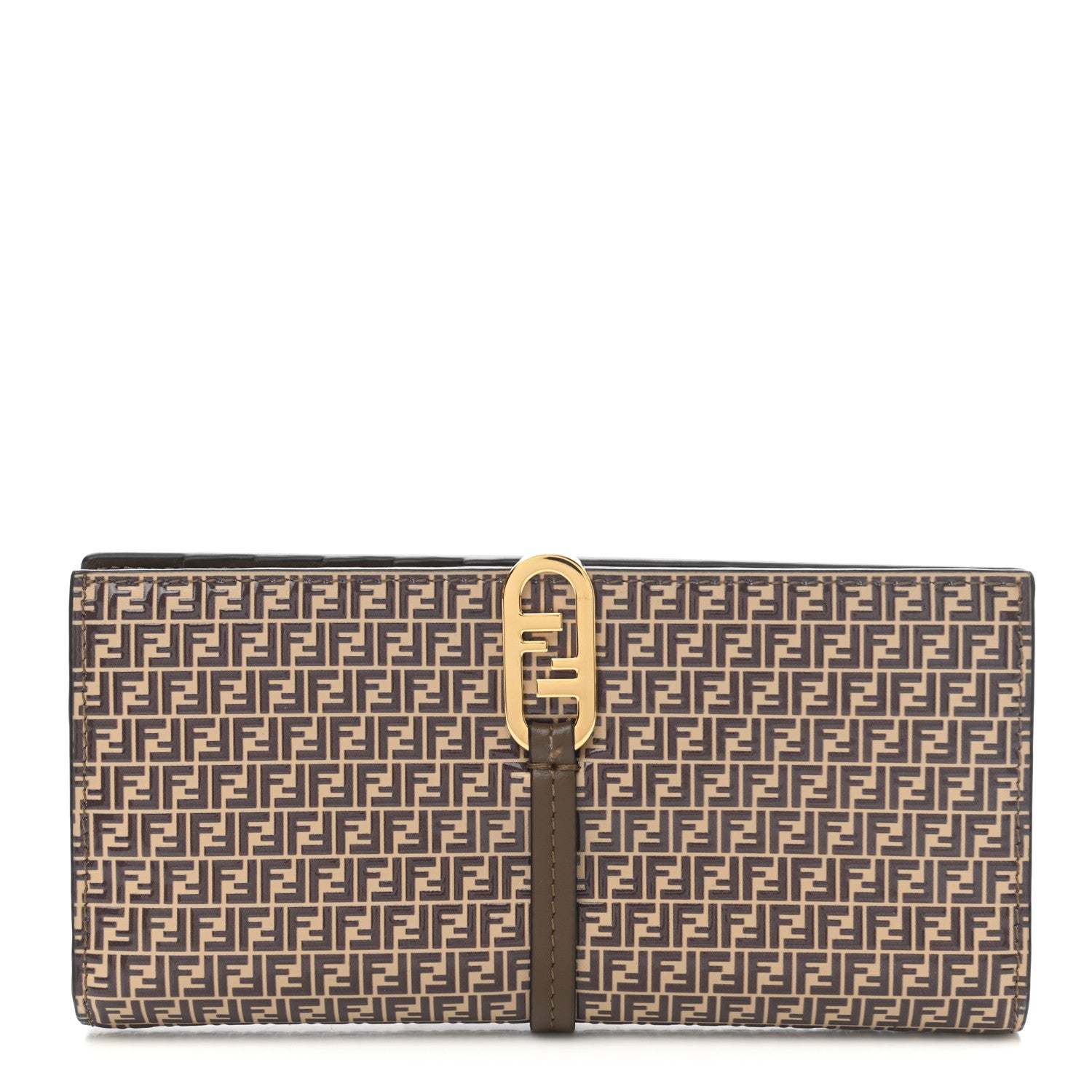 Fendi Vitello Liberty Micro FF Embossed O'Lock Long Wallet Beige Amido Maya 1 of 8