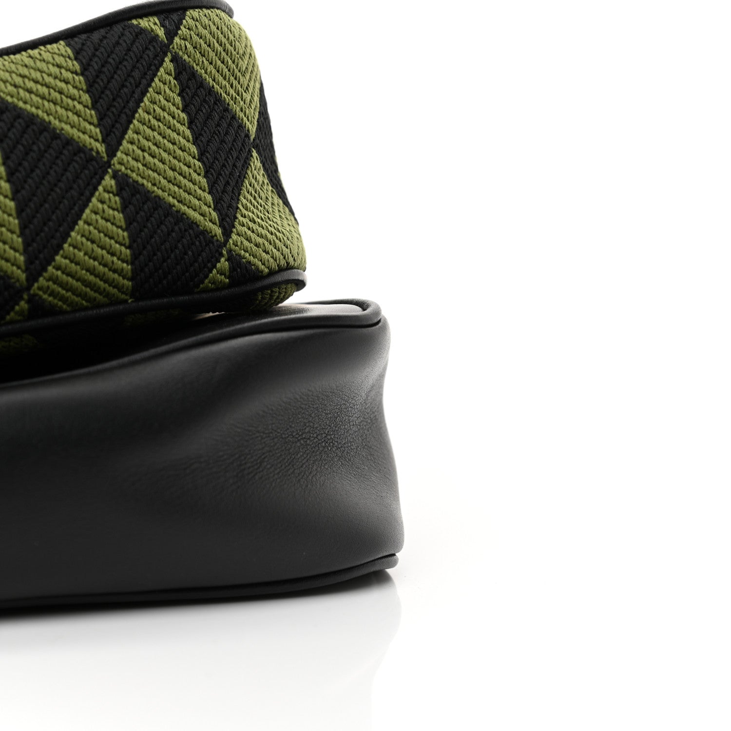 Prada Jacquard Calfskin Triangolo Symbole Embroidered Mini Triangle Double Bag Black Edera 20 of 21