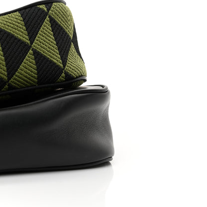 Prada Jacquard Calfskin Triangolo Symbole Embroidered Mini Triangle Double Bag Black Edera 20 of 21
