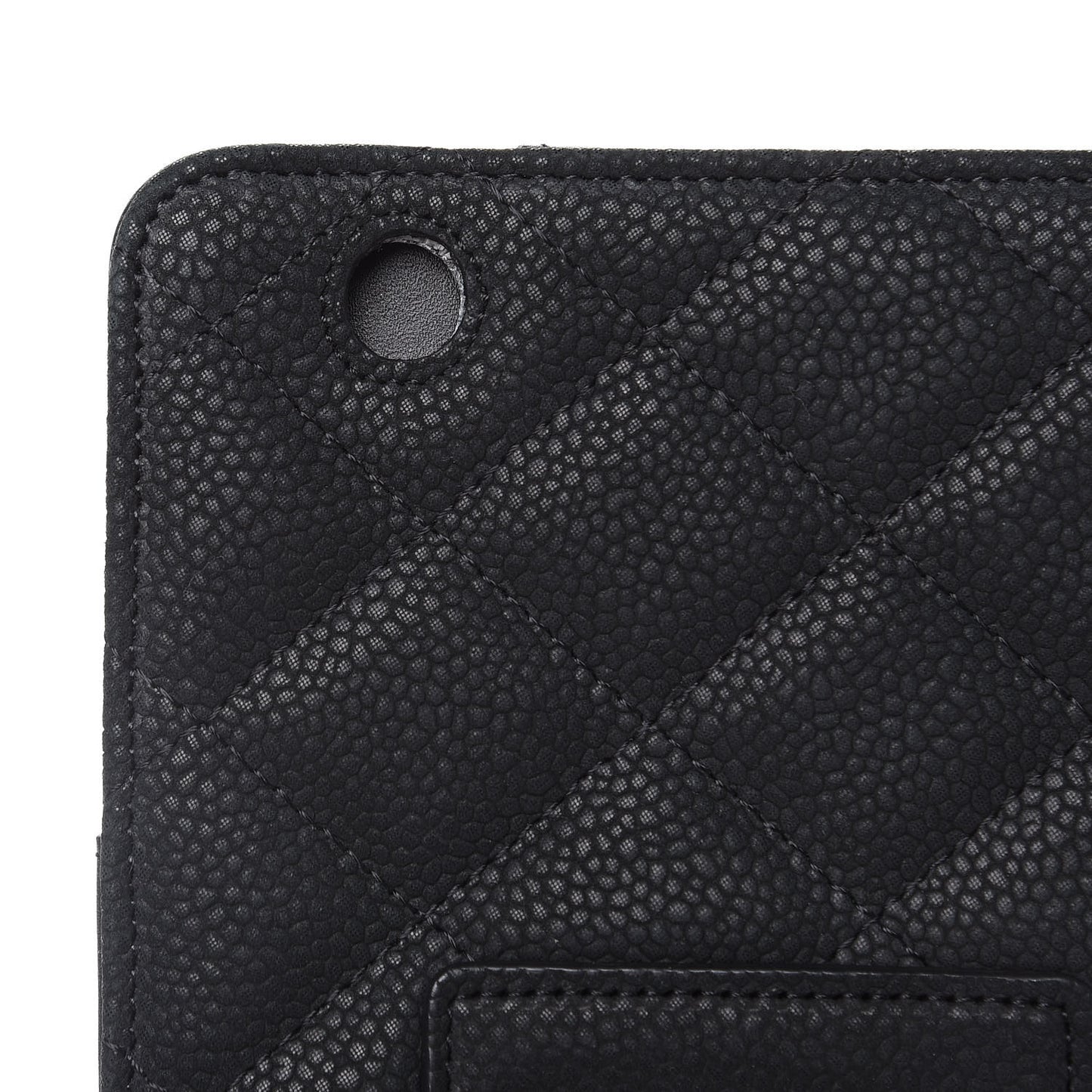 Iridescent Caviar Quilted Crossbody iPad Holder Black