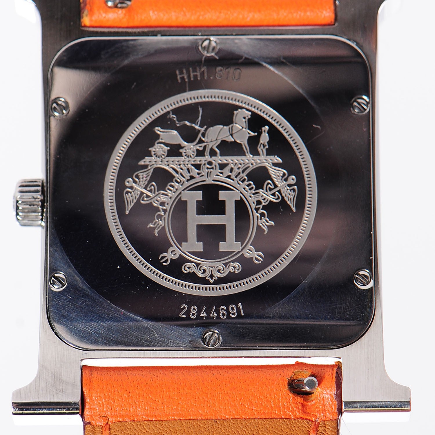 Hermes Stainless Steel Swift 30.5mm Heure H Hour Quartz Watch Orange 3 of 11