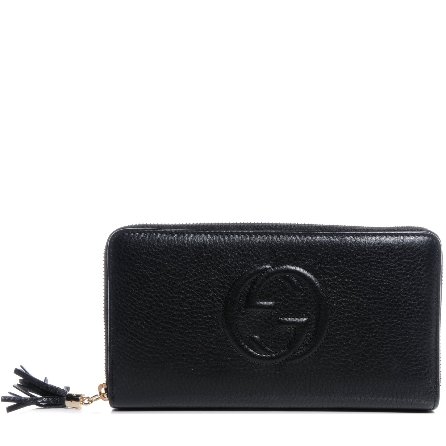 Pebbled Calfskin Soho Zip Around Wallet Black