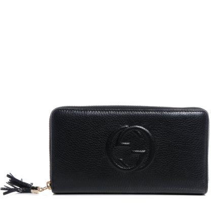 Gucci Pebbled Calfskin Soho Zip Around Wallet Black 1 of 8