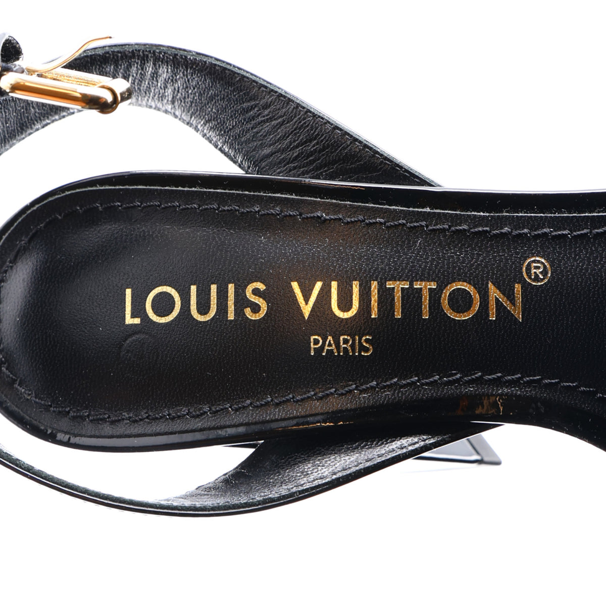Patent Calfskin Shake Sandals 36 Black