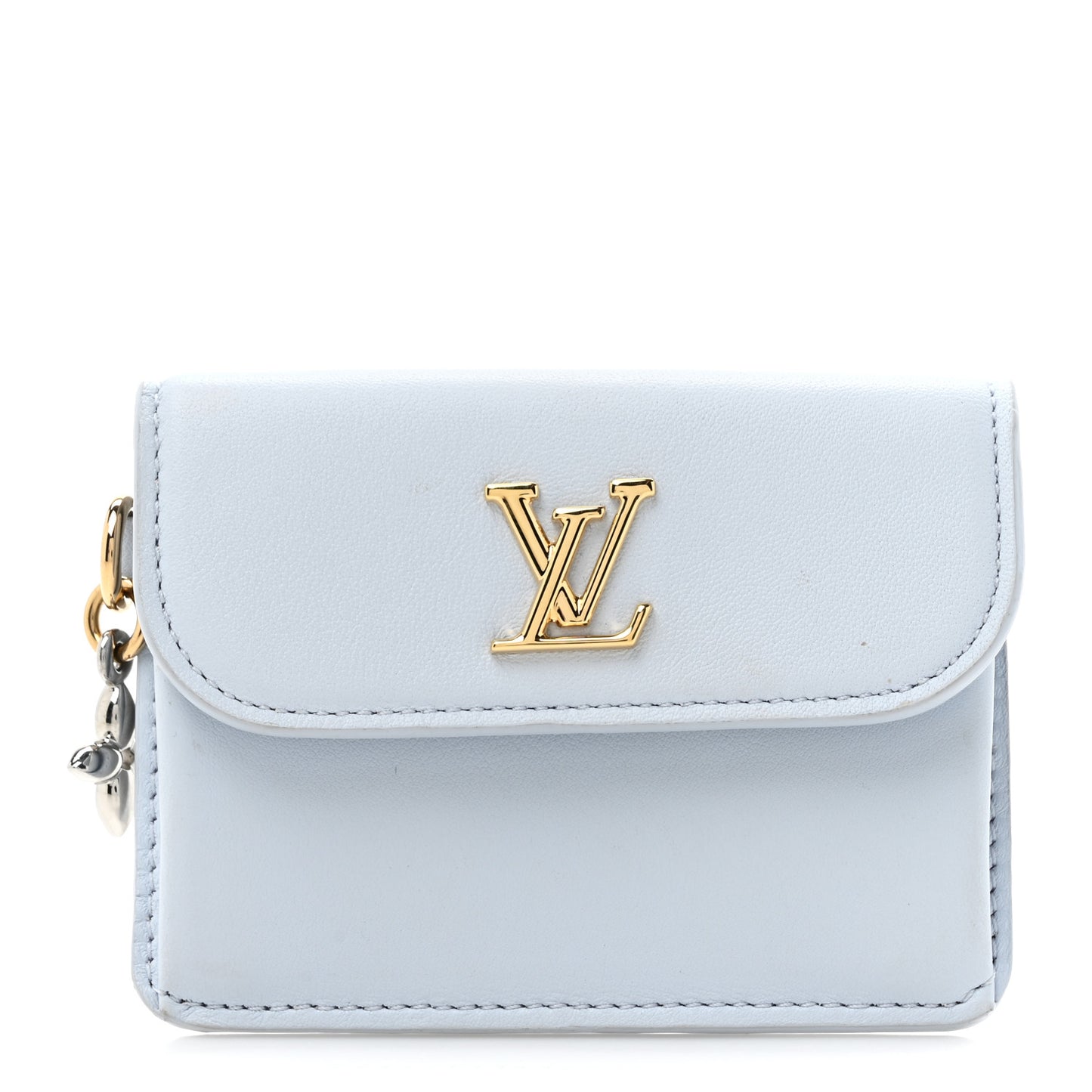 Calfskin Tiny Recto Verso Card Holder LV Bloom Azure Blue