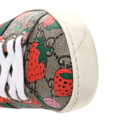 Gucci GG Supreme Monogram Strawberry Web Womens Ace Sneakers 38.5 Beige Multicolor Red Green 11 of 13