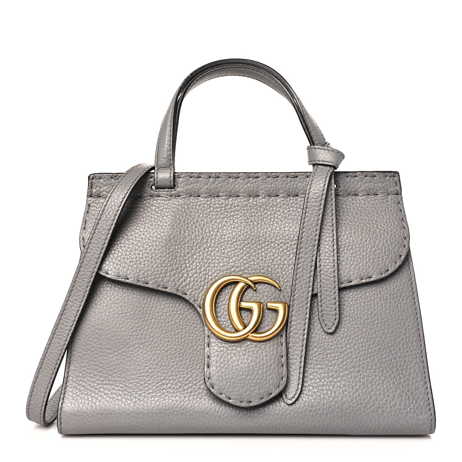 Gucci Cellarius Calfskin Mini GG Marmont Top Handle Bag Deep Grey 1 of 9