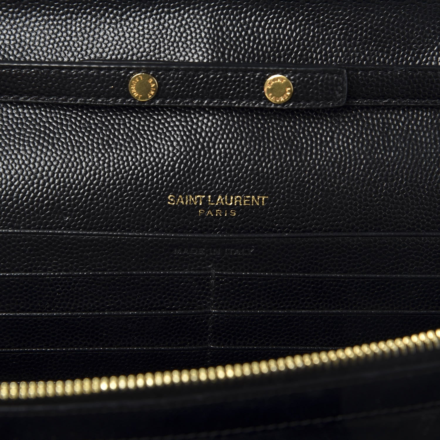 Saint Laurent Grain De Poudre Matelasse Chevron Monogram Chain Wallet Black 7 of 8