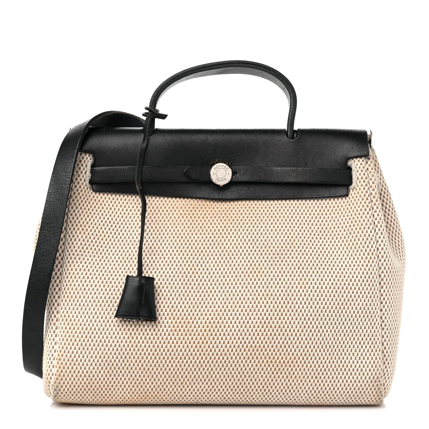 Toile Vache Calfskin Herbag 30 PM Ficelle Black