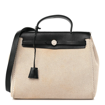 Hermes Toile Vache Calfskin Herbag 30 PM Ficelle Black 1 of 27