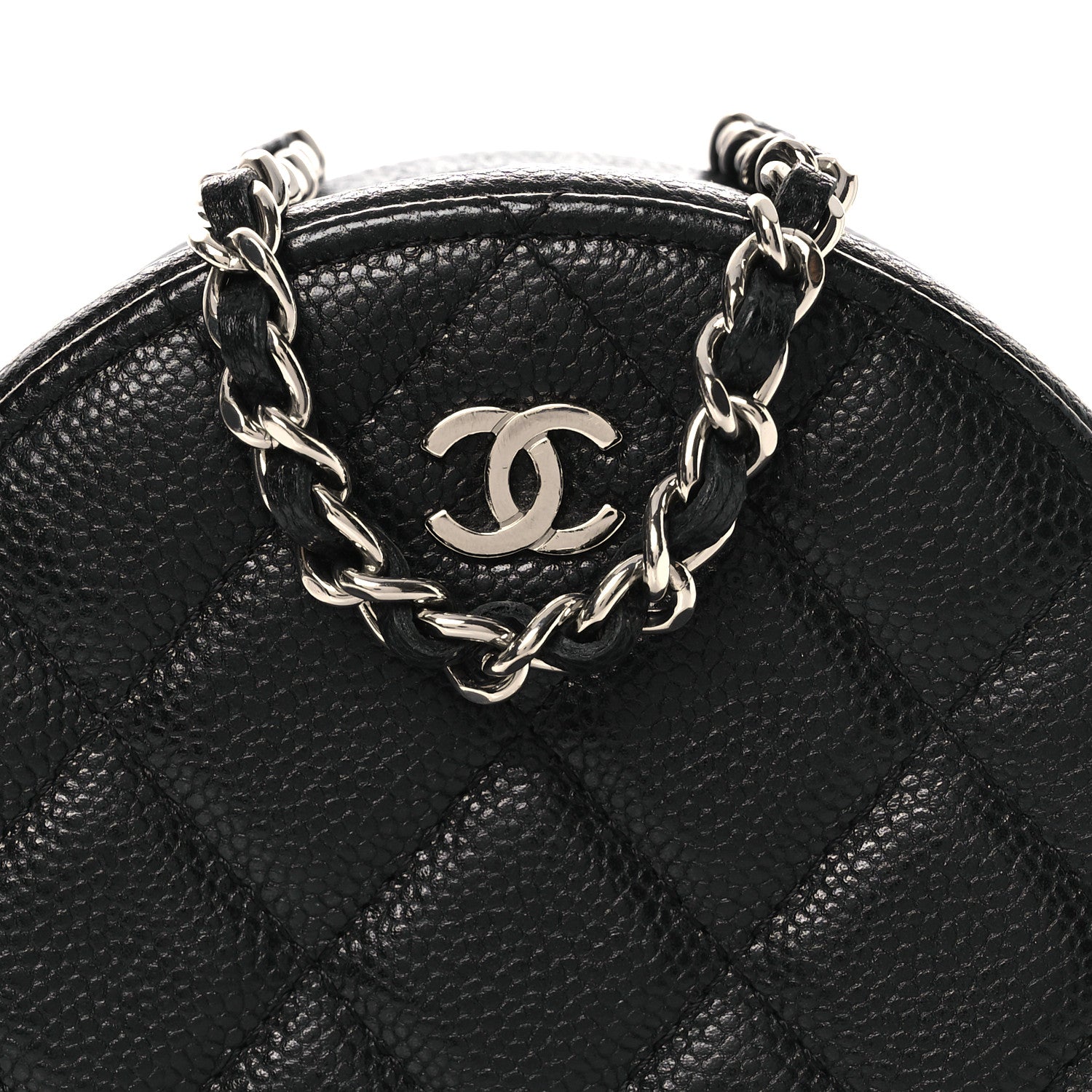 Chanel Caviar Quilted Round Clutch With Chain Black 8 of 11