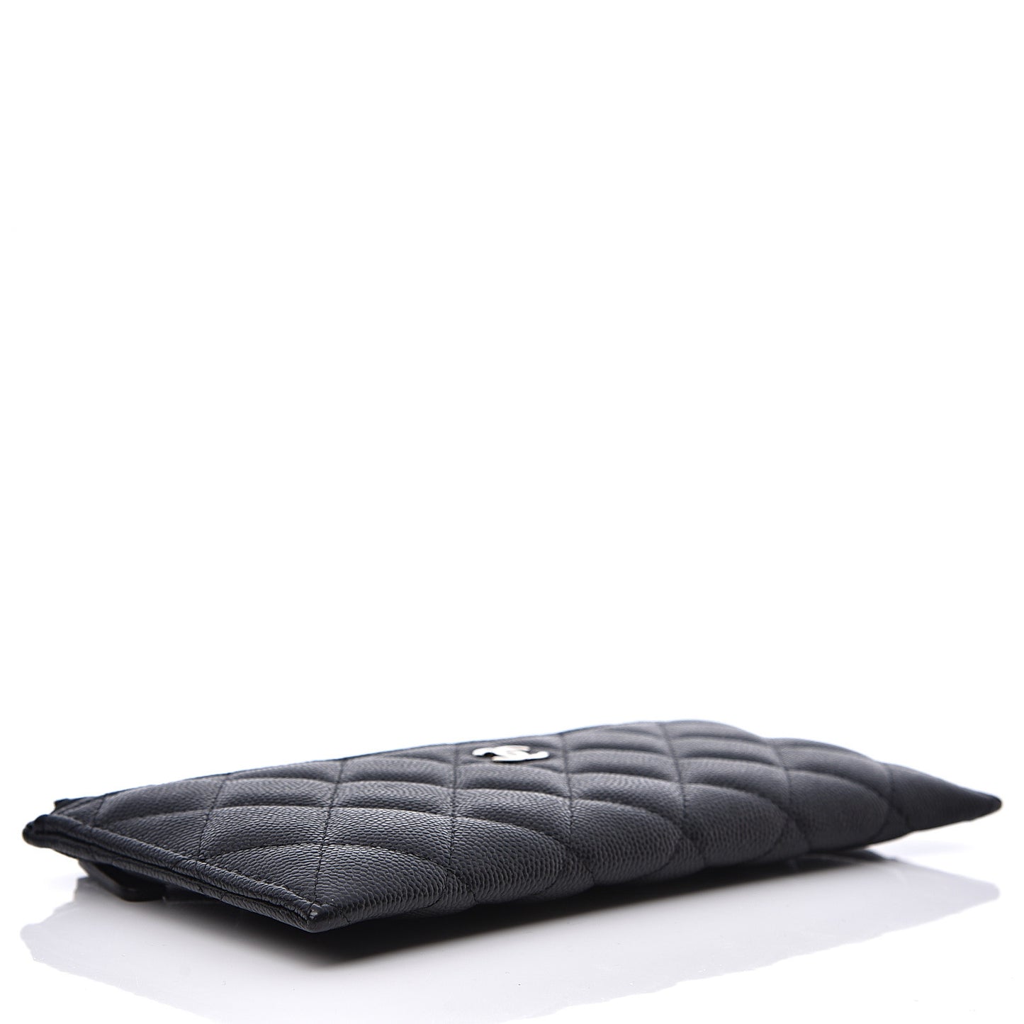 Iridescent Caviar Quilted Classic Zip Pouch Black